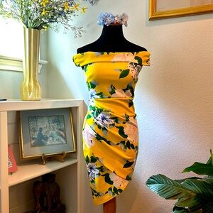 Cute Yellow Floral Asymmetrical Charlotte Russe Dress Size S 💛